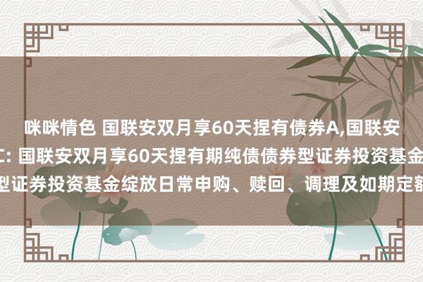 咪咪情色 国联安双月享60天捏有债券A，国联安双月享60天捏有债券C: 国联安双月享60天捏有期纯债债券型证券投资基金绽放日常申购、赎回、调理及如期定额投资业务公告