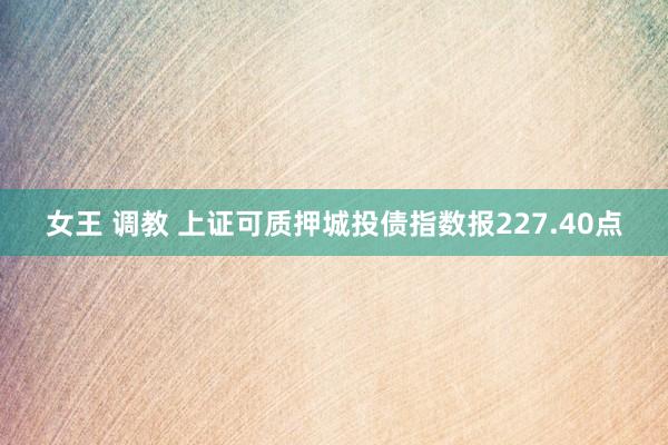 女王 调教 上证可质押城投债指数报227.40点