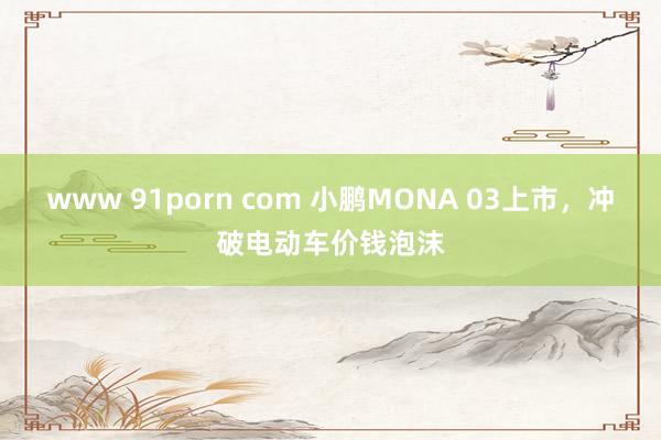 www 91porn com 小鹏MONA 03上市，冲破电动车价钱泡沫