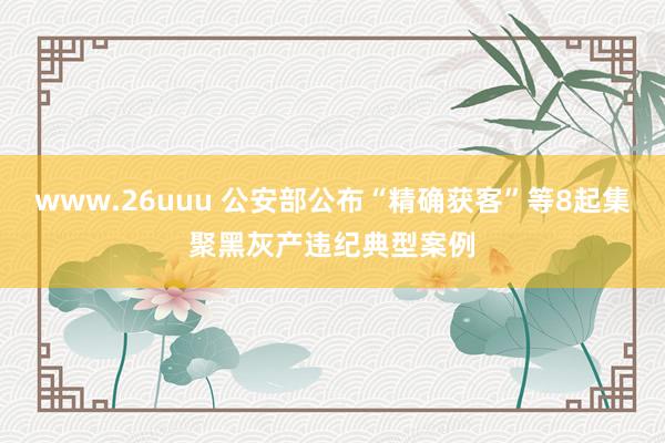 www.26uuu 公安部公布“精确获客”等8起集聚黑灰产违纪典型案例