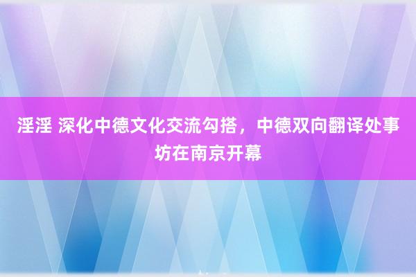 淫淫 深化中德文化交流勾搭，中德双向翻译处事坊在南京开幕