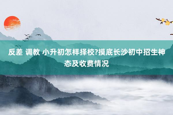 反差 调教 小升初怎样择校?摸底长沙初中招生神态及收费情况